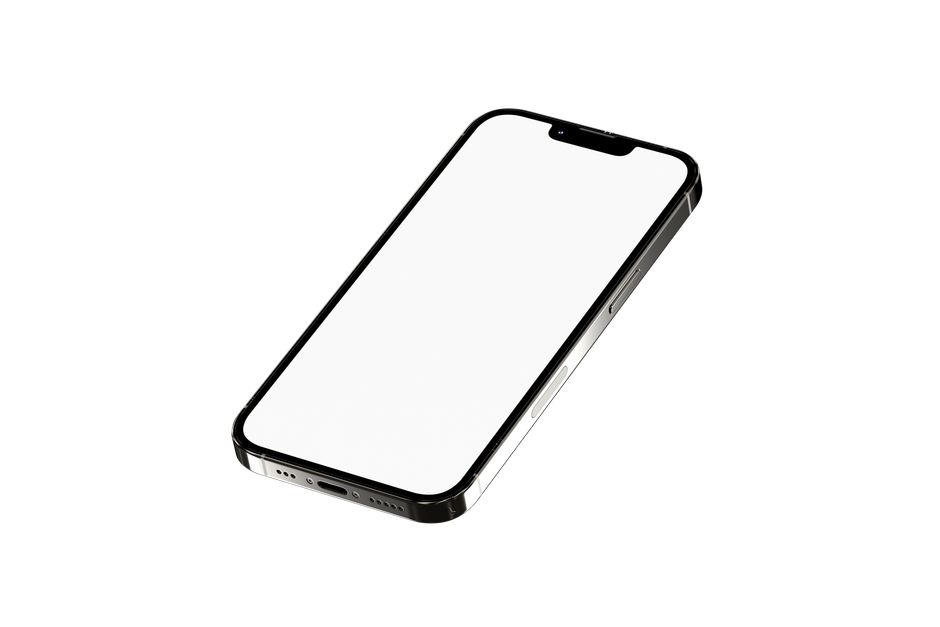 Minimalist image of a smartphone on a white background, ideal for tech-focused projects.